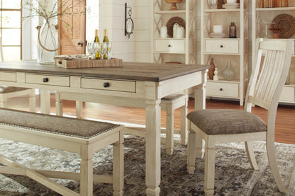 Bolanburg 6-Piece Dining Set - Table, 4 Chairs and Bench - 6 Piece - Table + 4 Chairs + Bench / Antique White / Brown - supplier product or included-component view (D647D2, image 51)