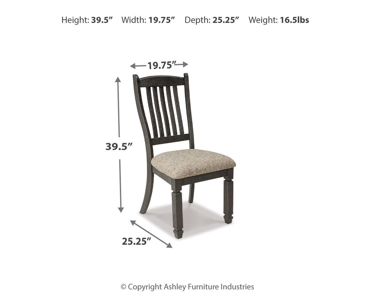 Tyler Creek Dining Chairs (Set of 2) - D736-01X2 - approximate manufacturer dimensions (supplier image 12)