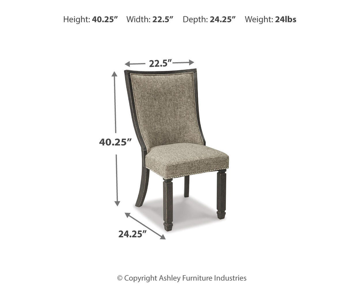 Tyler Creek Dining Chairs (Set of 2) - D736-02X2 - approximate manufacturer dimensions (supplier image 5)