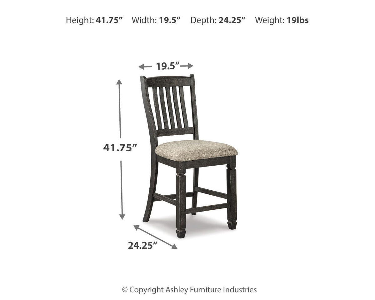 Tyler Creek Bar Stools (Set of 2) - D736-124X2 - approximate manufacturer dimensions (supplier image 5)