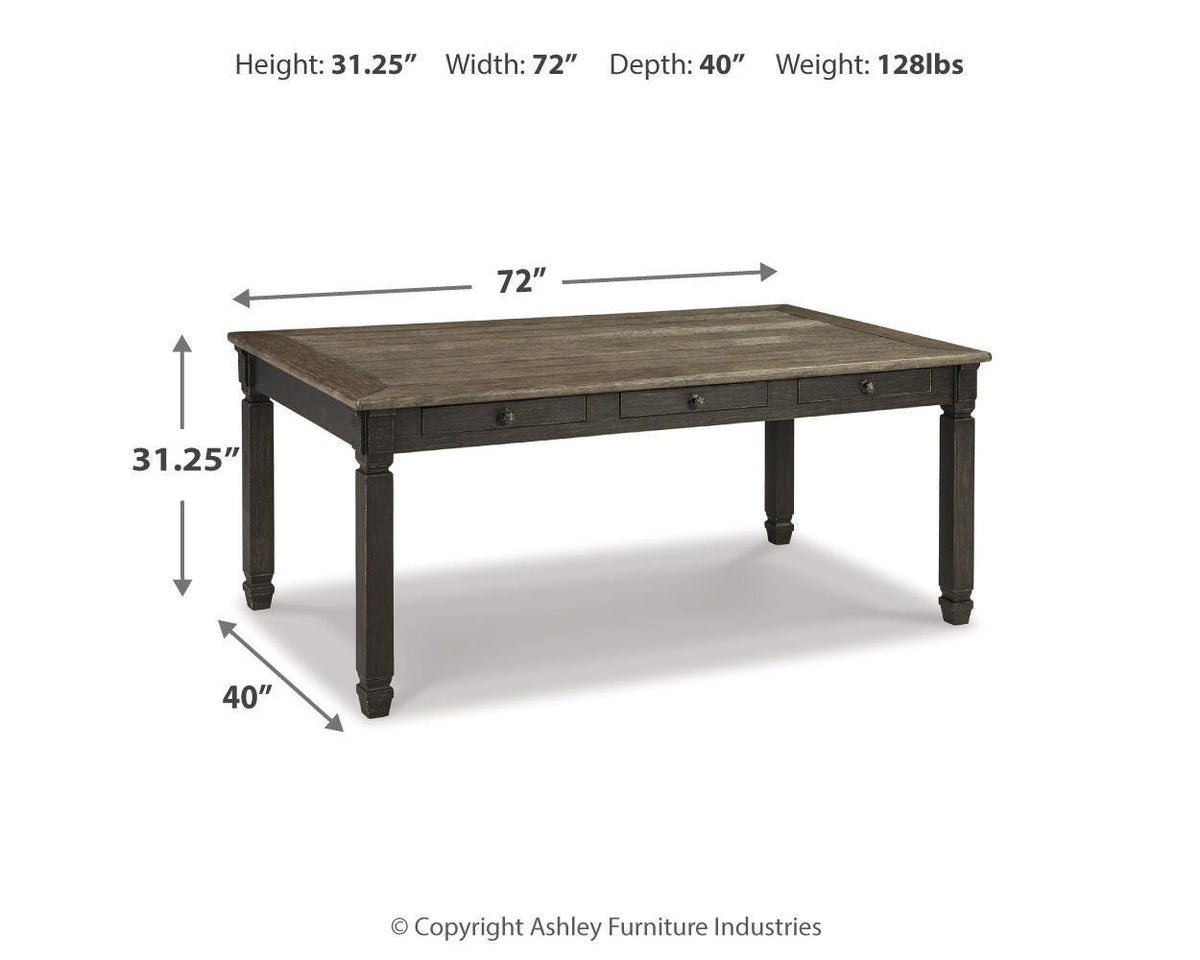 Tyler Creek Dining Table - D736-25 - approximate manufacturer dimensions (supplier image 3)
