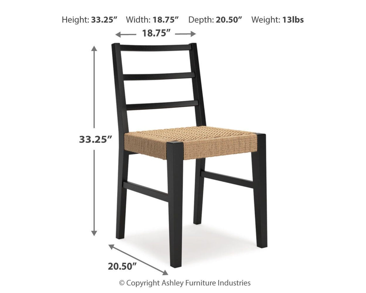 Isanti Dining Chairs (Set of 2) - D752-02X2 - approximate manufacturer dimensions (supplier image 11)