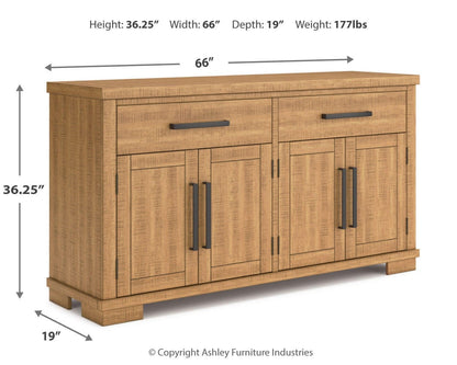 Havonplane Dining Server - D773-60 - approximate manufacturer dimensions (supplier image 13)