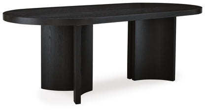 Rowanbeck Dining Table - D821-25 - product view or room setting; only dining table included (supplier image 1)