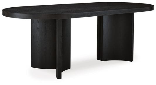 Rowanbeck Dining Table - D821-25 - product view or room setting; only dining table included (supplier image 1)