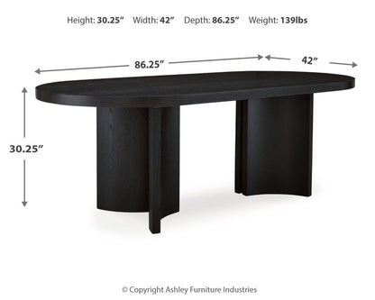 Rowanbeck Dining Table - D821-25 - approximate manufacturer dimensions (supplier image 8)