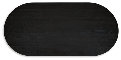 Rowanbeck Dining Table - D821-25 - product view or room setting; only dining table included (supplier image 5)