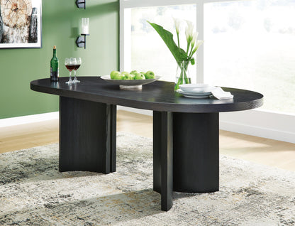 Rowanbeck Dining Table - D821-25 - product view or room setting; only dining table included (supplier image 2)