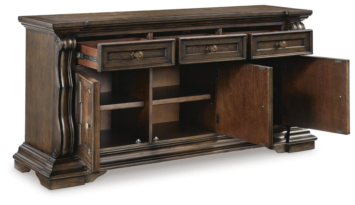 Maylee Dining Buffet - D947-80 - product view or room setting; only dining room storage included (supplier image 3)