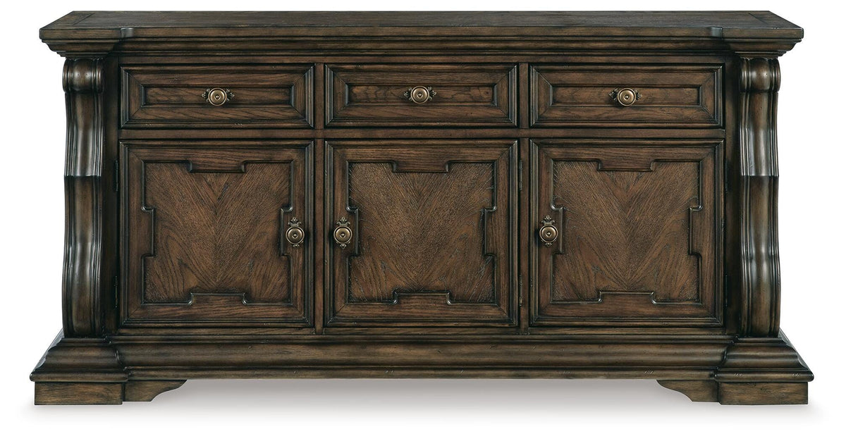 Maylee Dining Buffet - D947-80 - product view or room setting; only dining room storage included (supplier image 4)