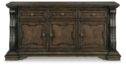 Maylee Dining Buffet - D947-80 - product view or room setting; only dining room storage included (supplier image 4)