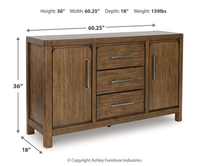 Cabalynn Dining Server - D974-60 - approximate manufacturer dimensions (supplier image 11)