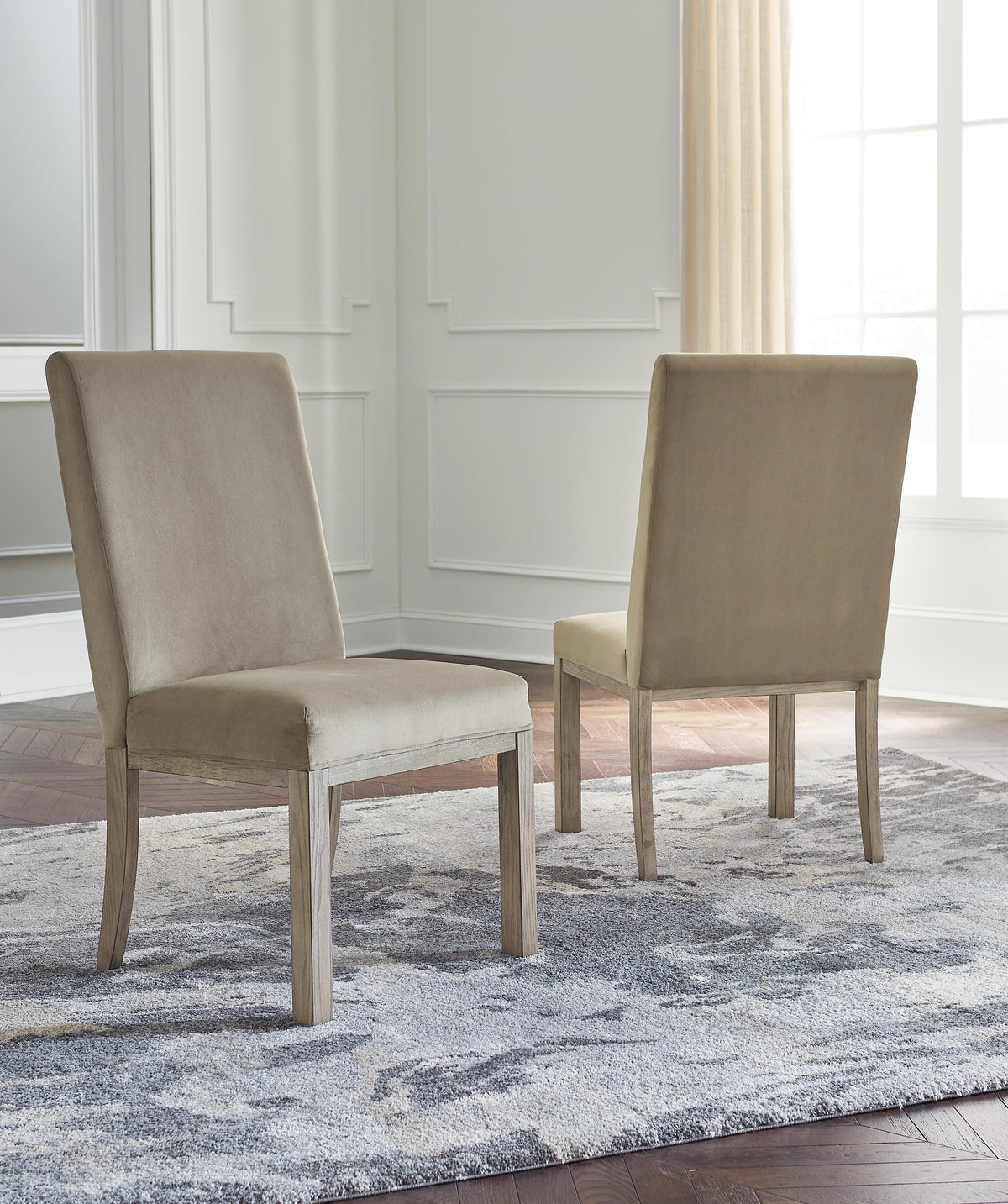 Chrestner Dining Chairs (Set of 2) - D983-01X2 - product view or room setting; set of 2; individual included-item views (supplier image 2)