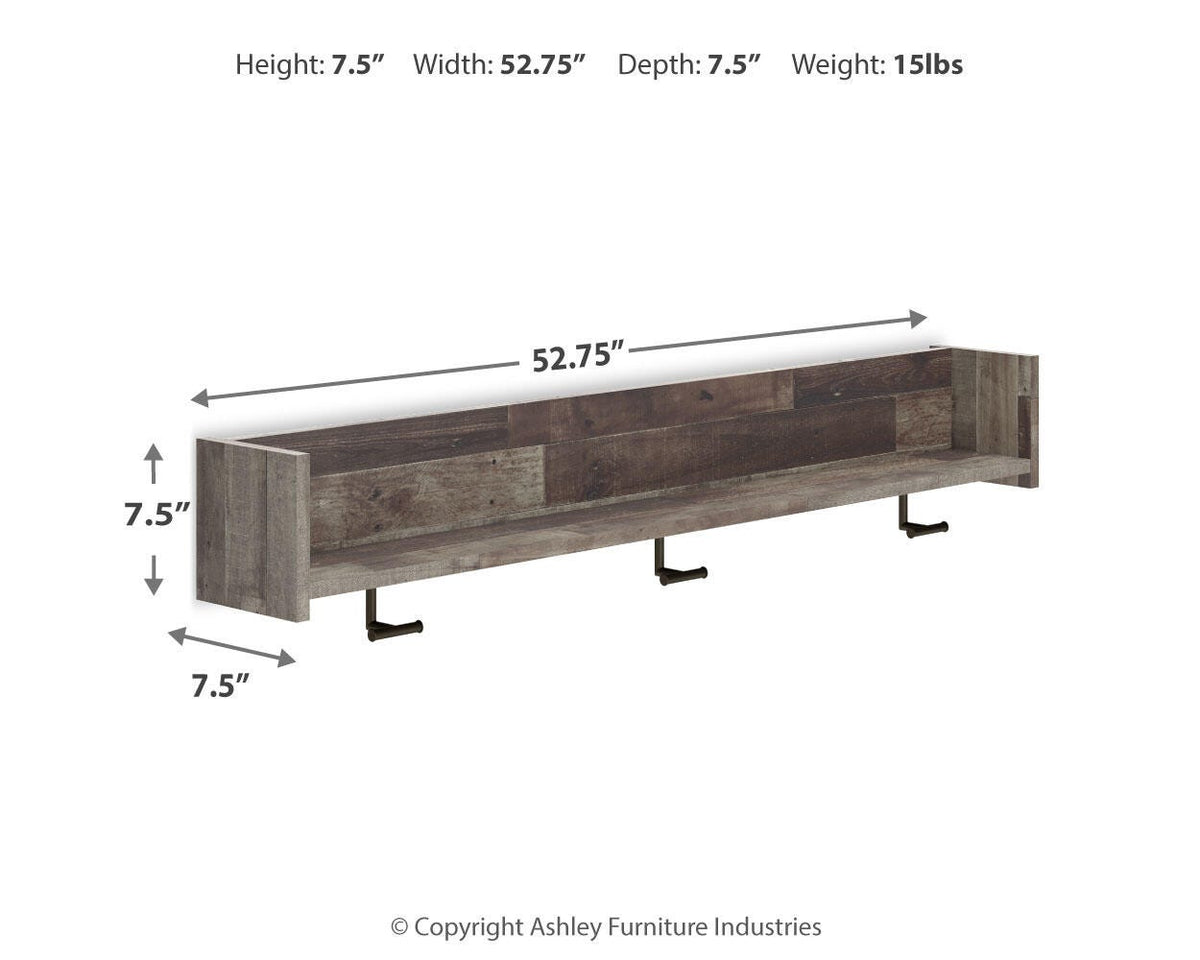 Neilsville Wall Mounted Coat Rack with Shelf - EA2120-151 - approximate manufacturer dimensions (supplier image 10)