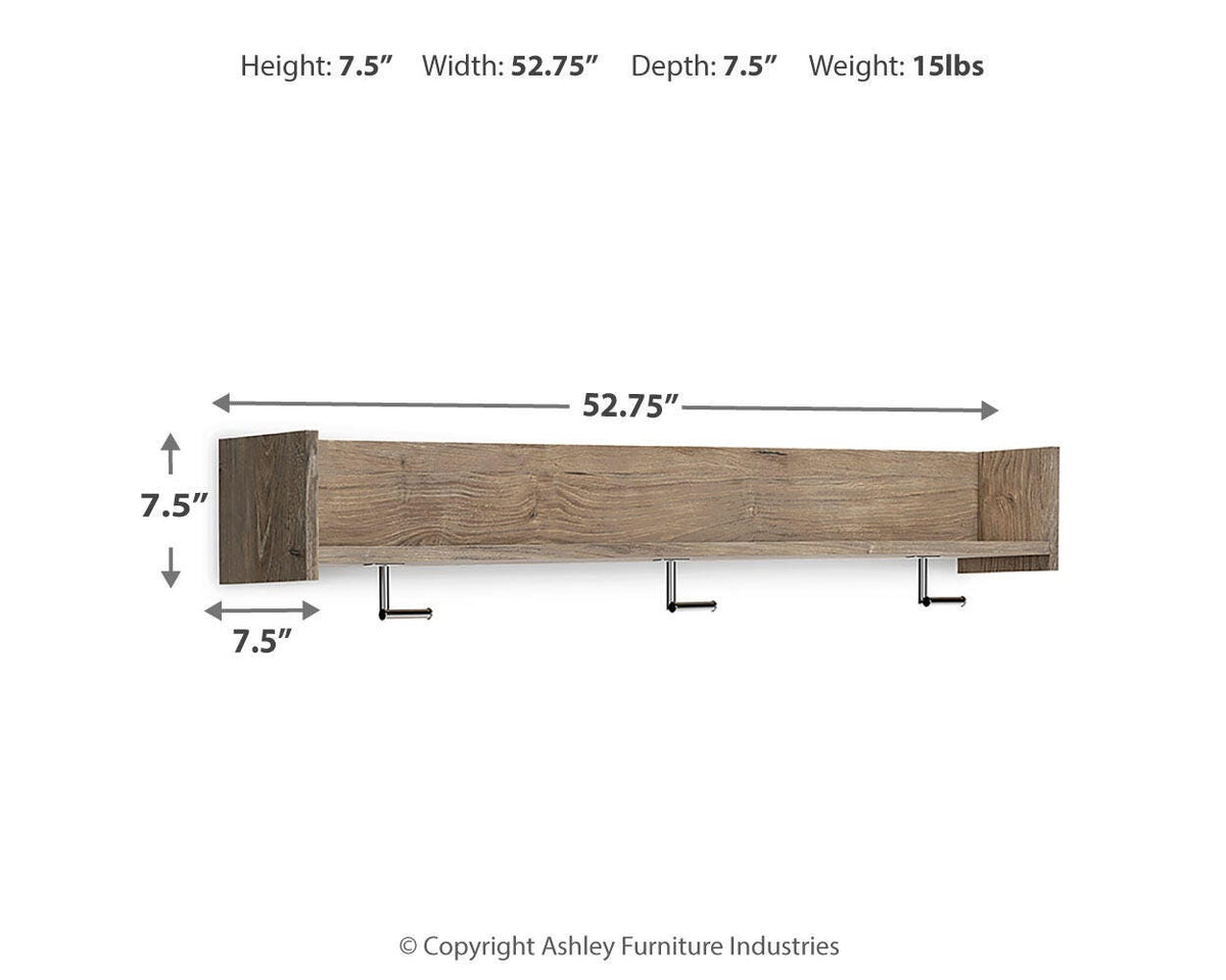 Oliah Wall Mounted Coat Rack with Shelf - EA2270-151 - approximate manufacturer dimensions (supplier image 5)