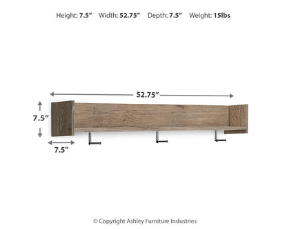 Oliah Wall Mounted Coat Rack with Shelf - EA2270-151 - approximate manufacturer dimensions (supplier image 5)