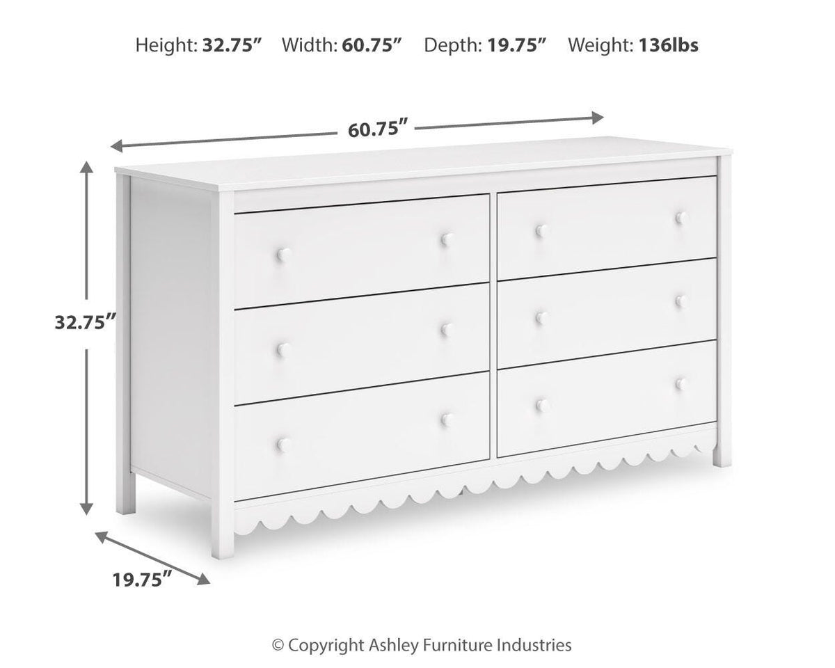 Hallityn Dresser - EB1810-231 - approximate manufacturer dimensions (supplier image 4)