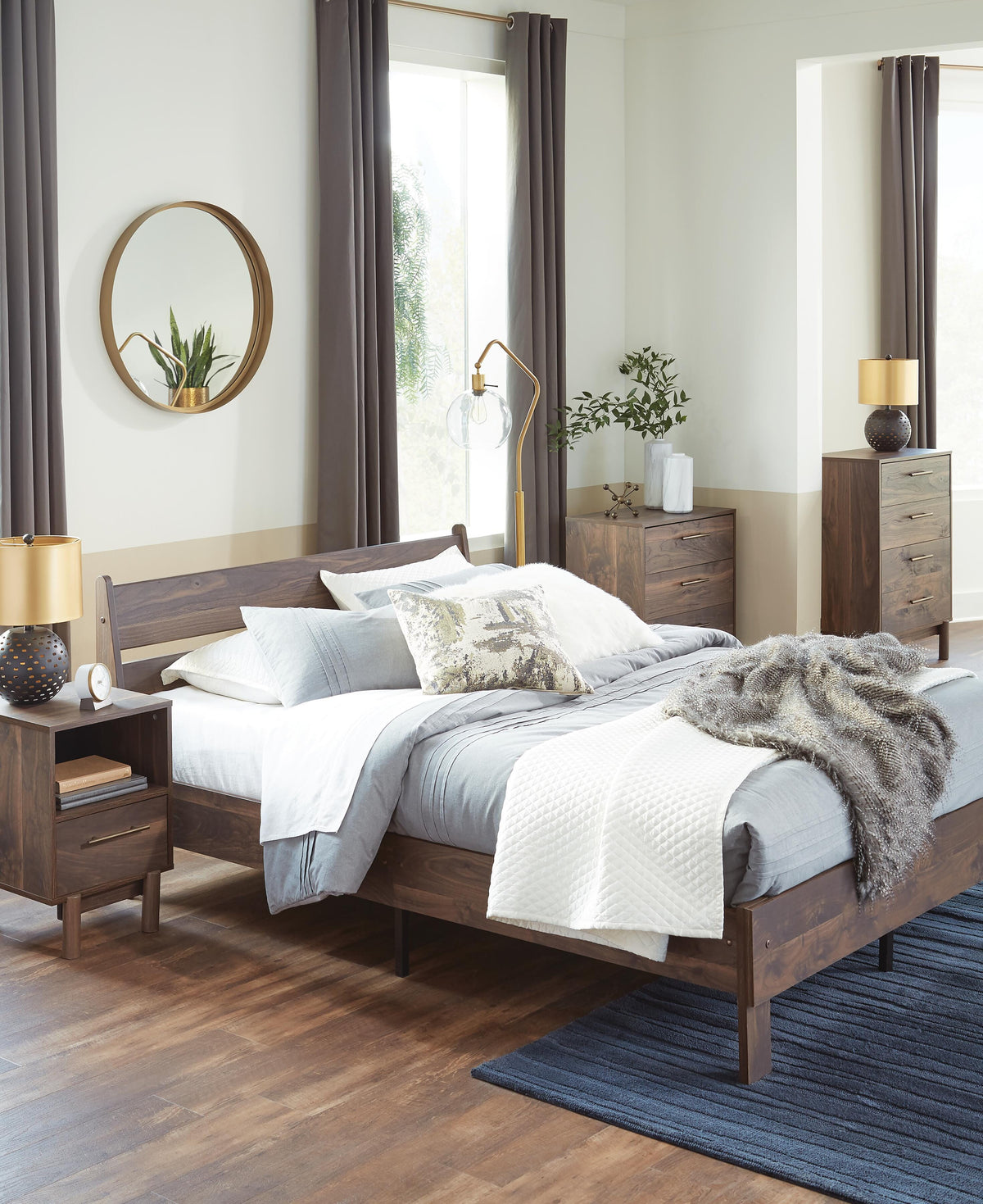 Calverson Queen Panel Platform Bed with Dresser and Nightstand - EB3660B3 - product view or room setting; complete kit and included component views (supplier image 51)
