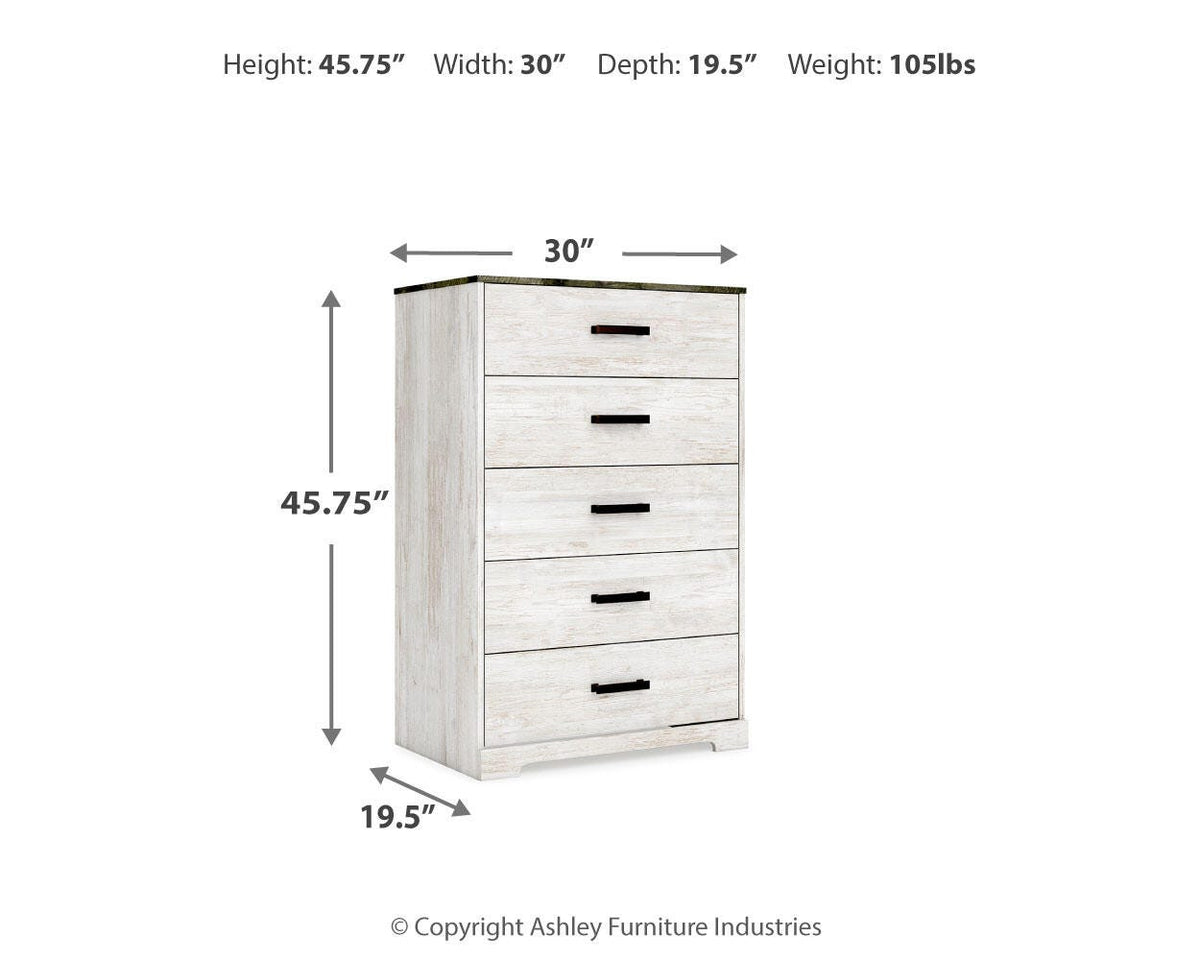 Shawburn Full Panel Bed with Chest - EB4121B4 - approximate manufacturer dimensions (supplier image 14)