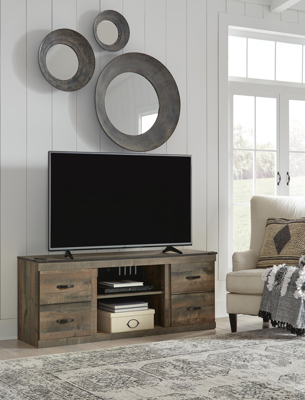 Trinell 60" TV Stand - EW0446-268 - product view or room setting; only tv stand included (supplier image 2)