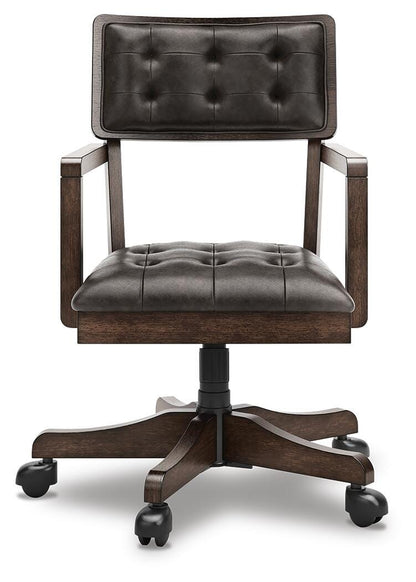 Breckington Home Office Desk Chair - H556-01A - product view or room setting; only desk chair included (supplier image 3)