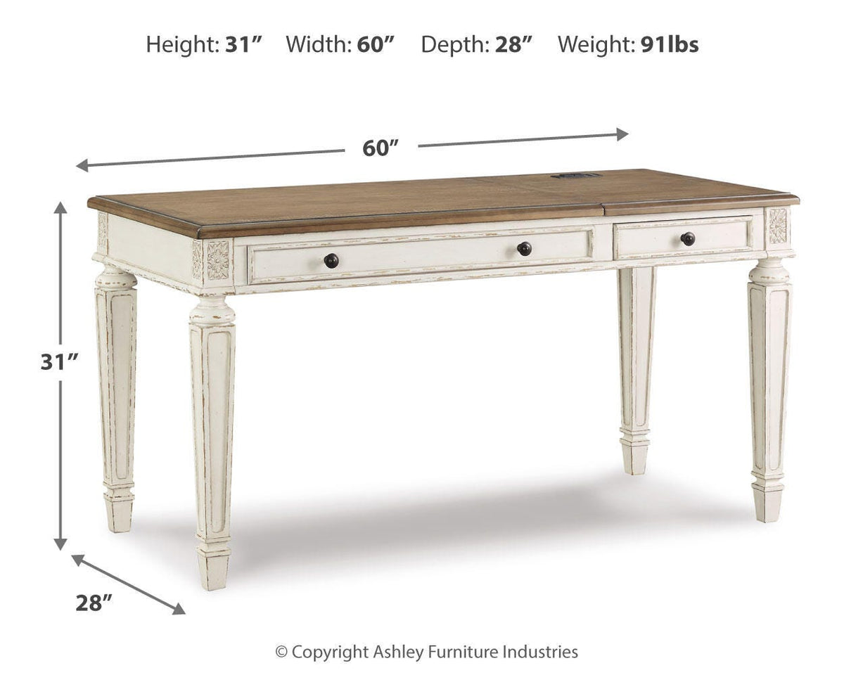 Realyn Home Office Lift Top Desk - H743-134 - approximate manufacturer dimensions (supplier image 4)
