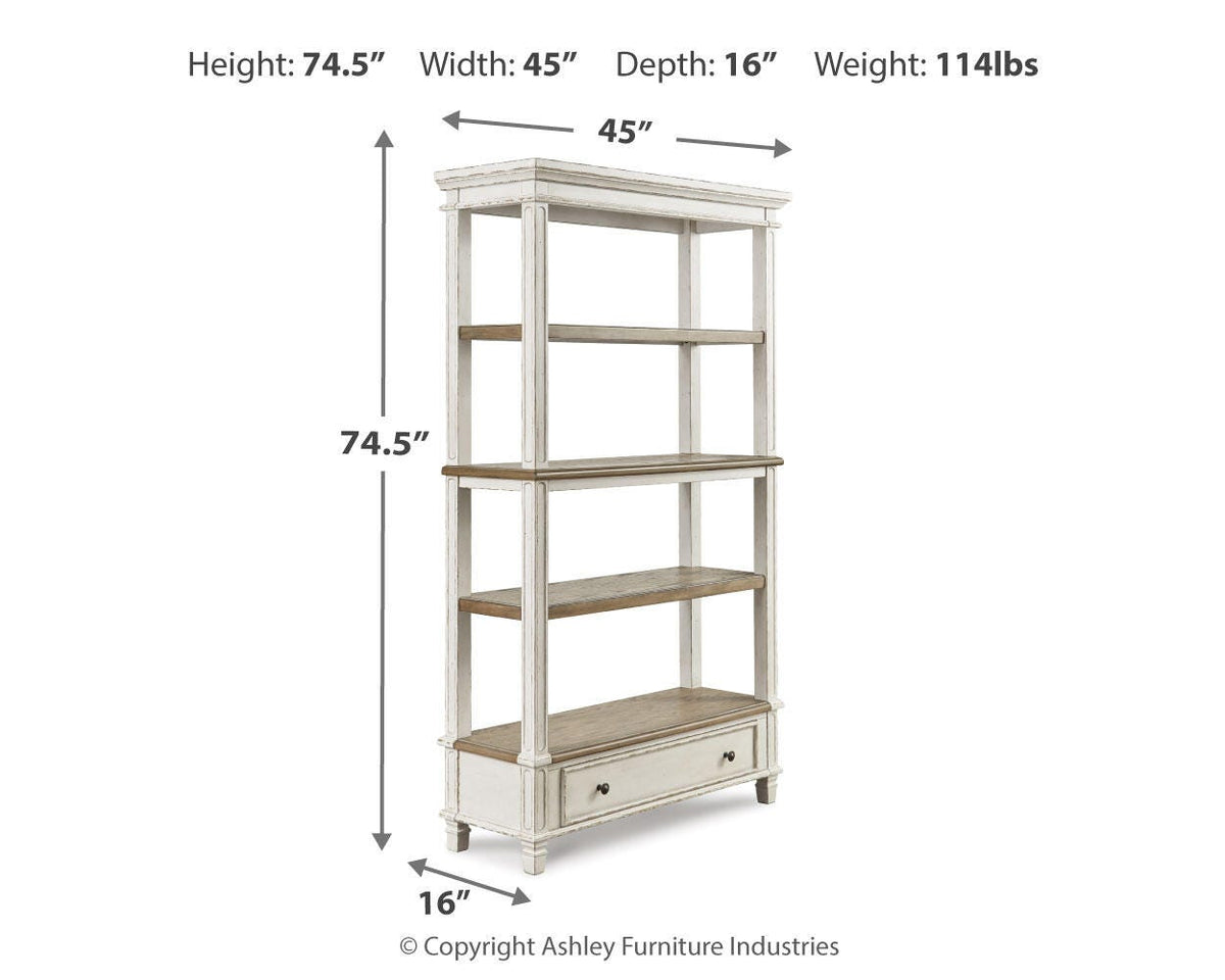 Realyn 75" Bookcase - H743-70 - approximate manufacturer dimensions (supplier image 4)