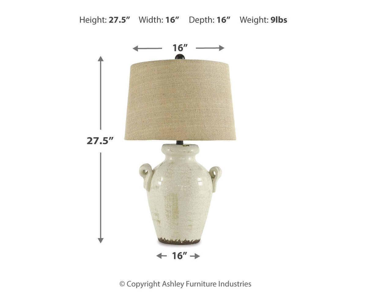 Emelda Table Lamp - L100664 - approximate manufacturer dimensions (supplier image 3)