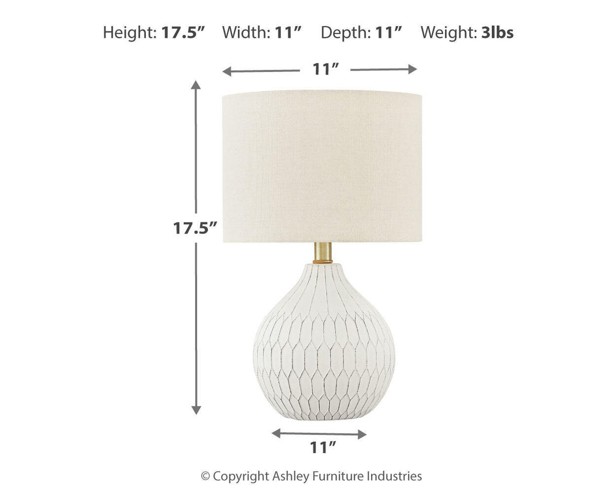 Wardmont Table Lamp - L180094 - approximate manufacturer dimensions (supplier image 4)