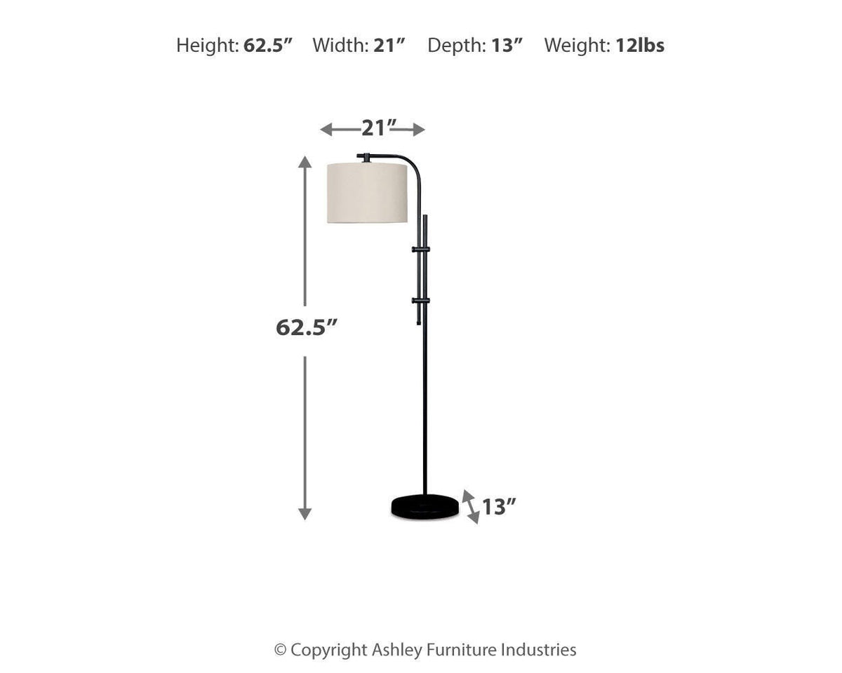Baronvale Floor Lamp - L206041 - approximate manufacturer dimensions (supplier image 4)
