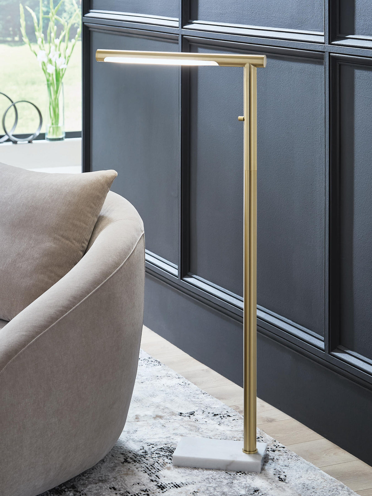 Santiford Floor Lamp - L206121 - product view or room setting; only floor lamp included (supplier image 2)
