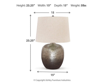 Magalie Table Lamp - L207314 - approximate manufacturer dimensions (supplier image 4)