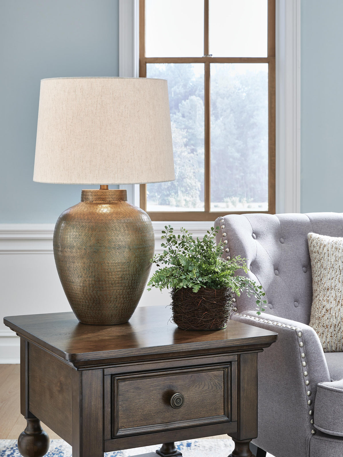 Madney Table Lamp - L207494 - product view or room setting; only table lamp included (supplier image 2)