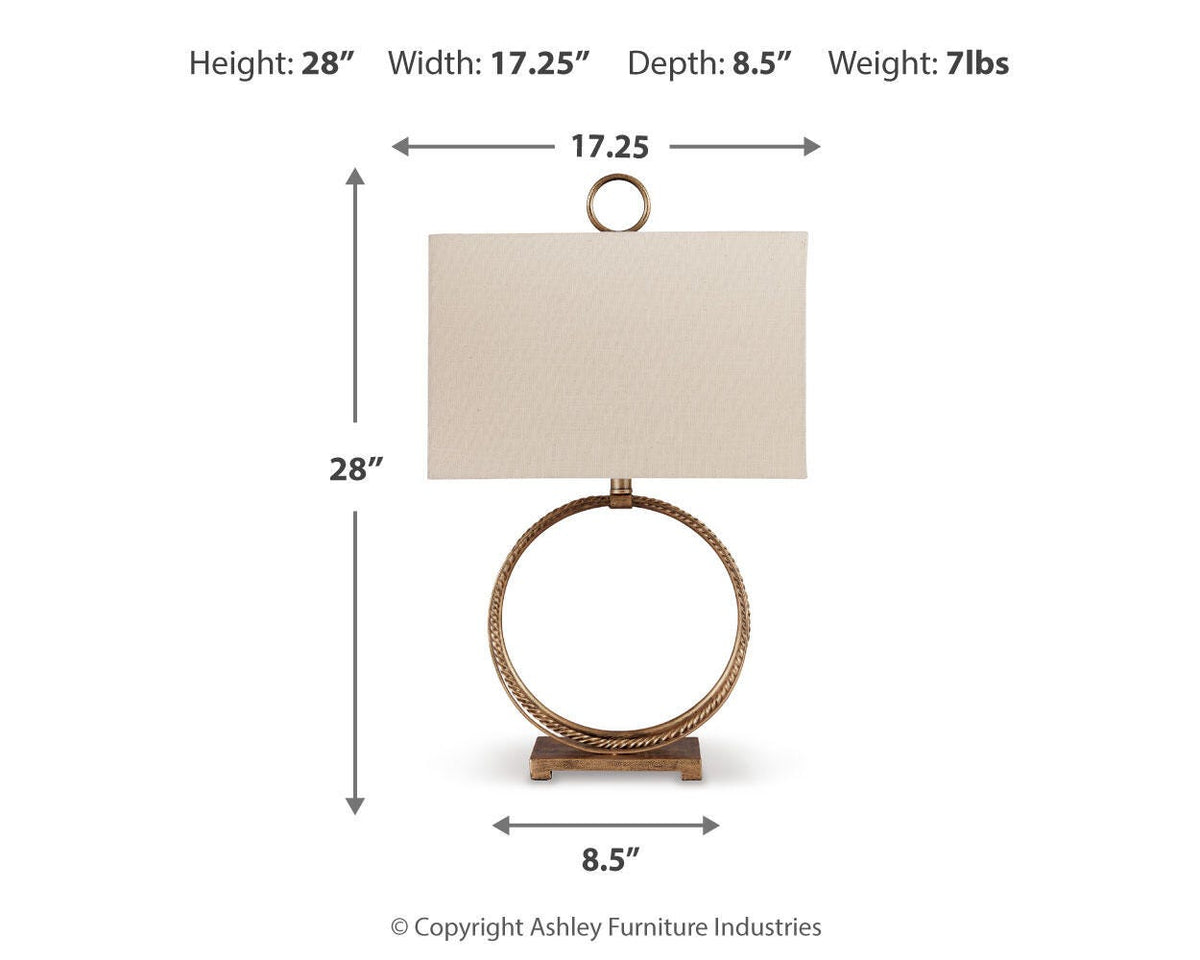 Mahala Table Lamp - L208124 - approximate manufacturer dimensions (supplier image 4)