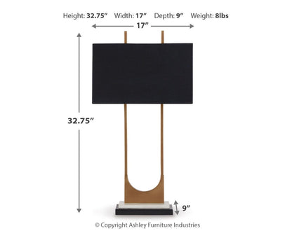 Malana Table Lamp - L208254 - approximate manufacturer dimensions (supplier image 5)