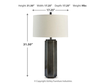 Dirkton Table Lamp - L208324 - approximate manufacturer dimensions (supplier image 4)