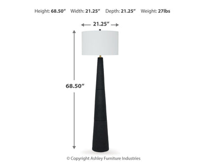 Hallburg Floor Lamp - L235761 - approximate manufacturer dimensions (supplier image 6)