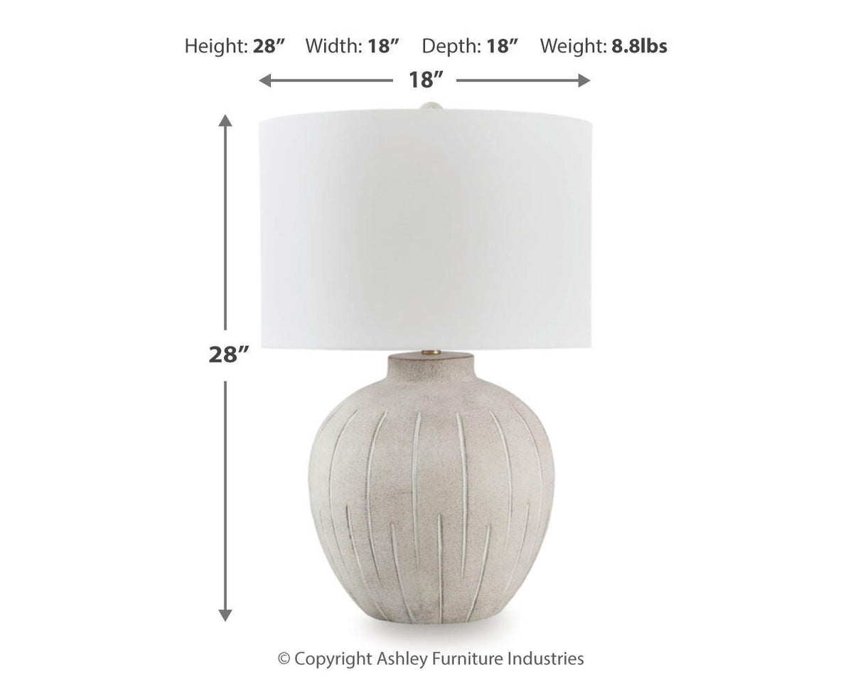 Calbert Table Lamp - L235824 - approximate manufacturer dimensions (supplier image 6)