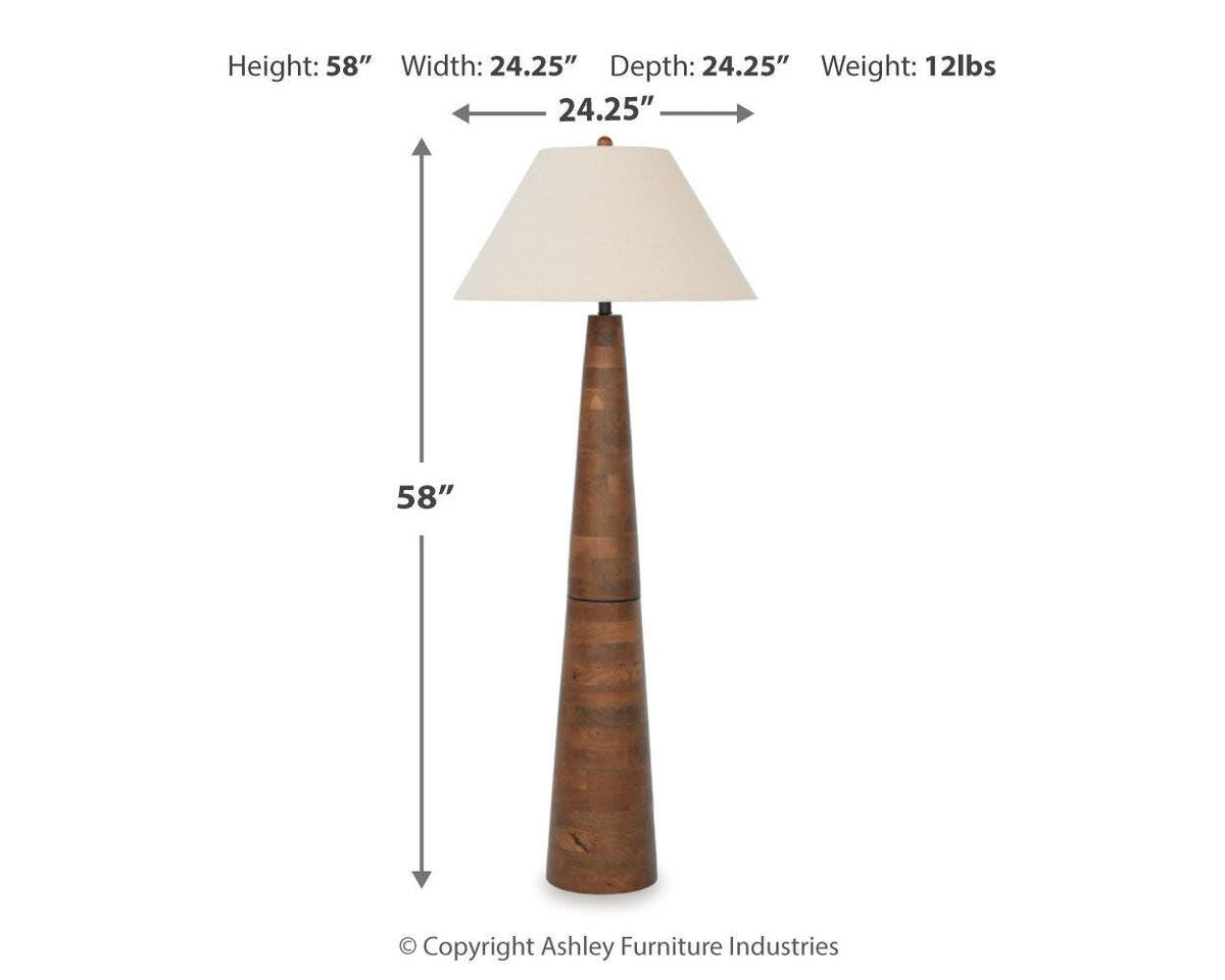 Danset Floor Lamp - L329101 - approximate manufacturer dimensions (supplier image 6)