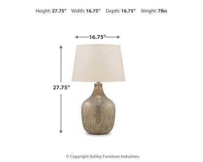 Mari Table Lamp - L430664 - approximate manufacturer dimensions (supplier image 3)