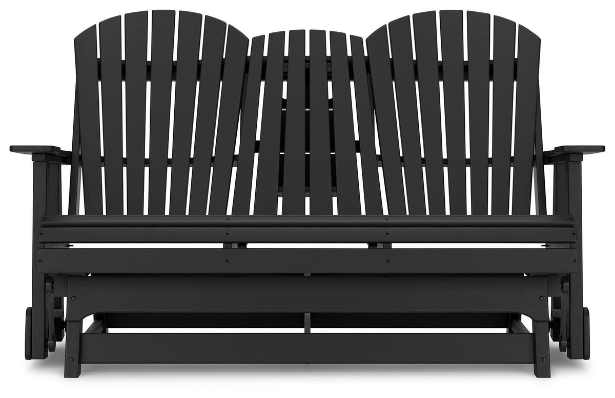 Hyland Wave Outdoor Glider Loveseat - P108-835 - product view or room setting; only outdoor loveseat included (supplier image 7)