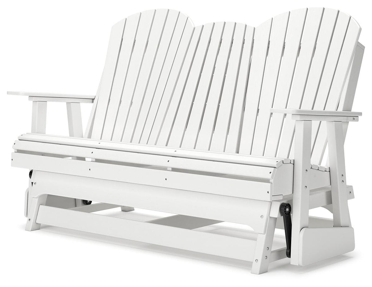 Hyland Wave Outdoor Glider Loveseat - P111-835 - product view or room setting; only outdoor loveseat included (supplier image 25)