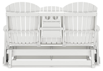 Hyland Wave Outdoor Glider Loveseat - P111-835 - product view or room setting; only outdoor loveseat included (supplier image 26)