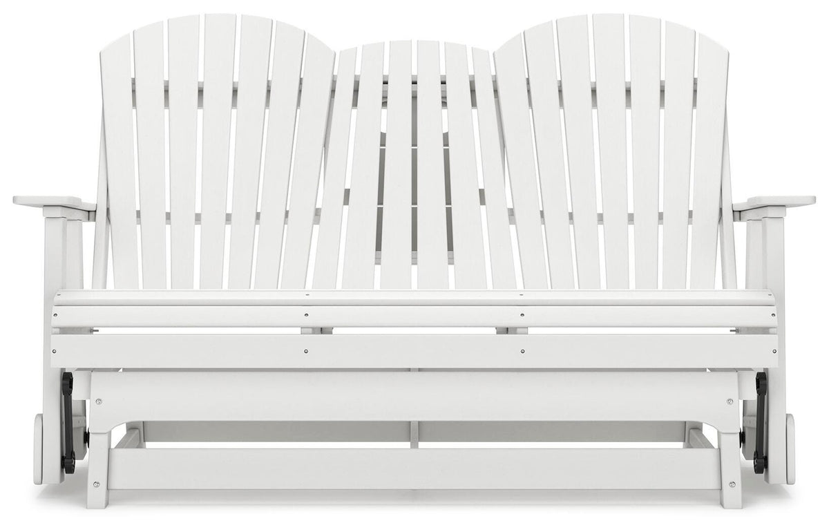 Hyland Wave Outdoor Glider Loveseat - P111-835 - product view or room setting; only outdoor loveseat included (supplier image 27)