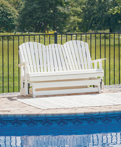 Hyland Wave Outdoor Glider Loveseat - P111-835 - product view or room setting; only outdoor loveseat included (supplier image 22)