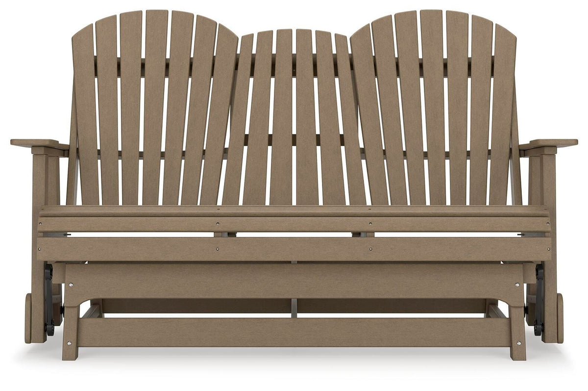 Hyland Wave Outdoor Glider Loveseat - P114-835 - product view or room setting; only outdoor loveseat included (supplier image 17)