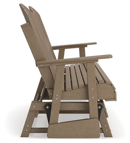 Hyland Wave Outdoor Glider Loveseat - P114-835 - product view or room setting; only outdoor loveseat included (supplier image 19)