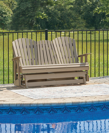 Hyland Wave Outdoor Glider Loveseat - P114-835 - product view or room setting; only outdoor loveseat included (supplier image 12)