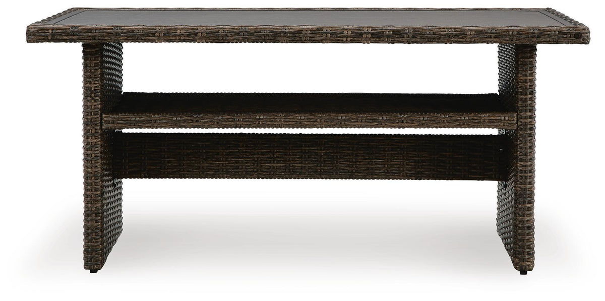 Brook Ranch Outdoor Multi-use Table - P465-625 - product view or room setting; only outdoor dining table included (supplier image 3)