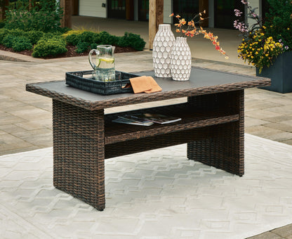 Brook Ranch Outdoor Multi-use Table - P465-625 - product view or room setting; only outdoor dining table included (supplier image 2)